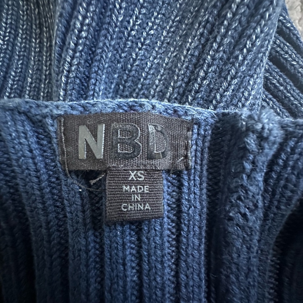 NBD Navy Ribbed One-Shoulder Top - Picture 4 of 4